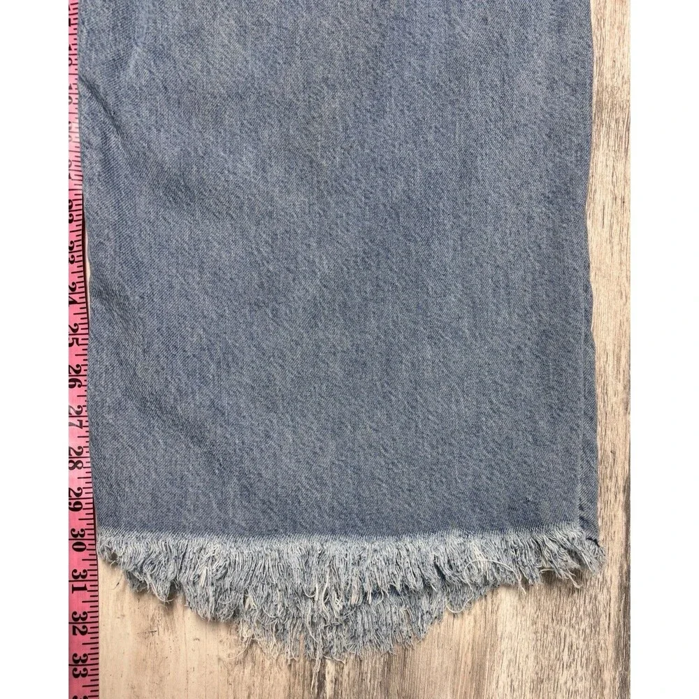 Free People We The Free High Rise Wide Leg Jeans Raw Hem Distressed 26 Boho